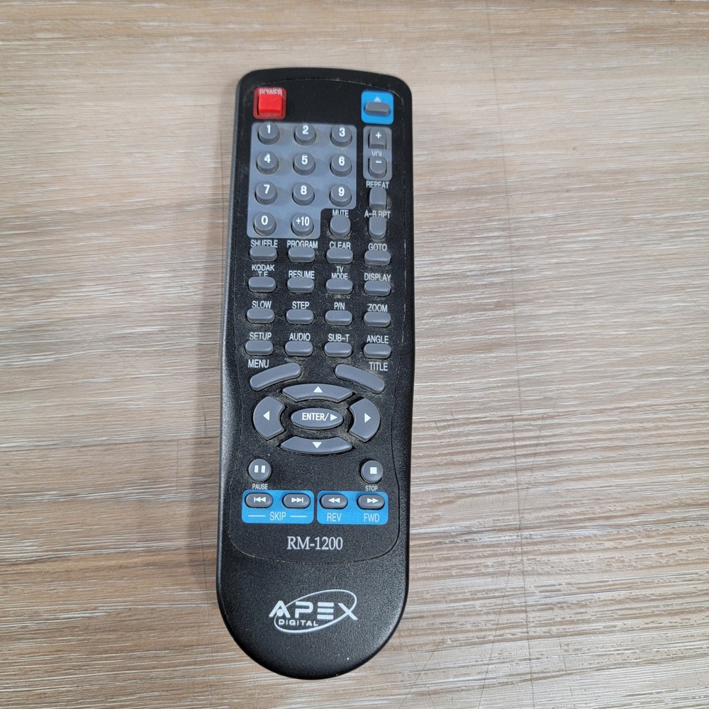 Apex Digital RM-1200 DVD Player Remote Control Black Replacement Controller
